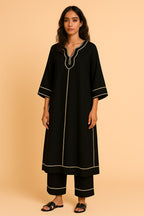 Noir Minimal Kurta Set - LEILA