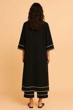 Noir Minimal Kurta Set - LEILA