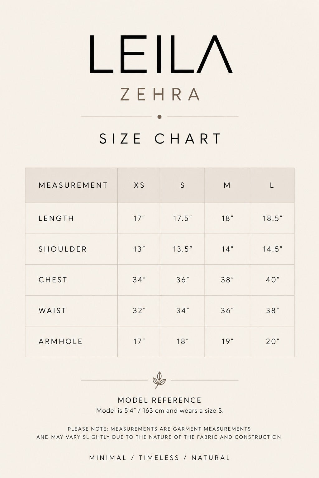 Size chart