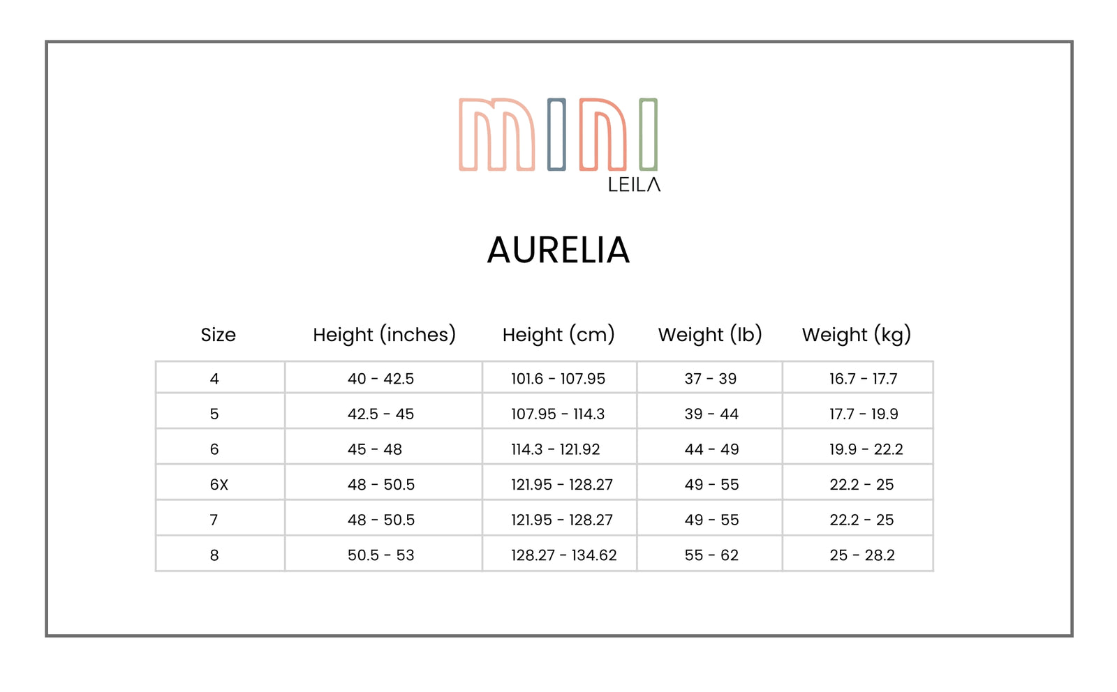 Size chart