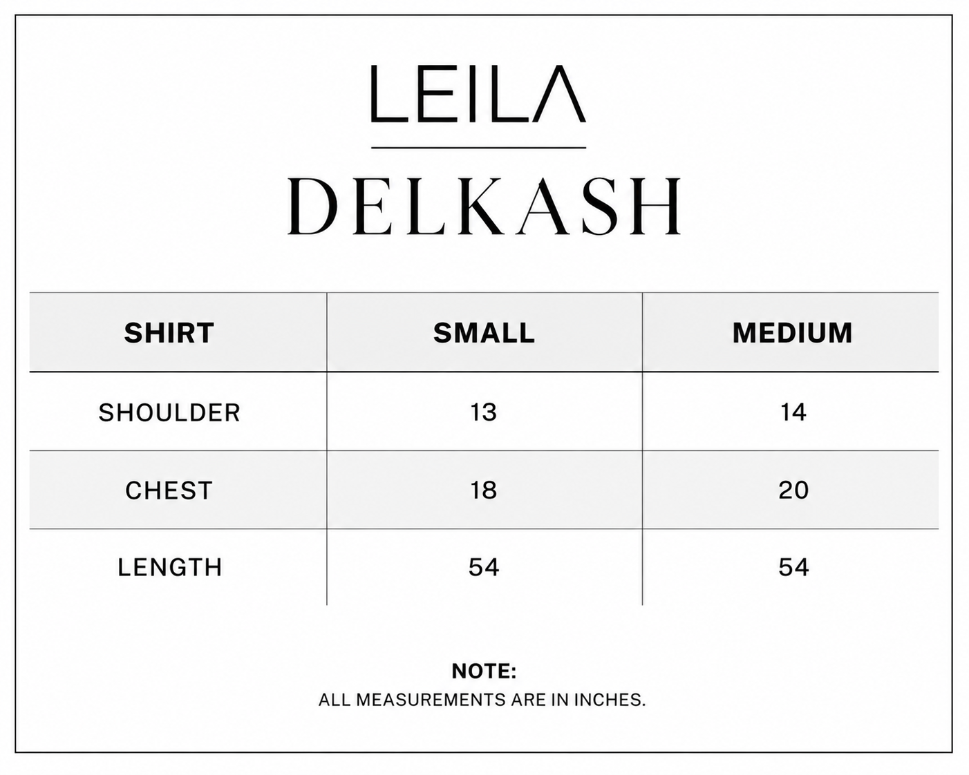 Size chart