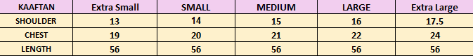 Size chart