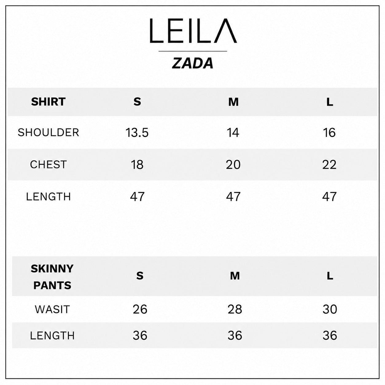 Size chart